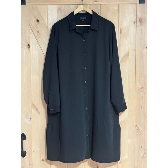 J. Jill | Wearever Easy Care Black Long Sleeve Shirt Dress Tiered Back | Size 2X - Picture 1 of 13